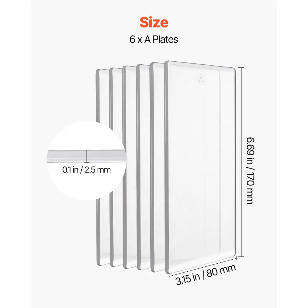 VEVOR Cutting Plates, 6 Pcs, 6.69 x 3.15 x 0.1 in, Clear Polycarbonate Material, Die Cut Pads Compatible with VEVOR Die Cutting and Embossing Machine KM-1830, for Scrapbooking and Card Making