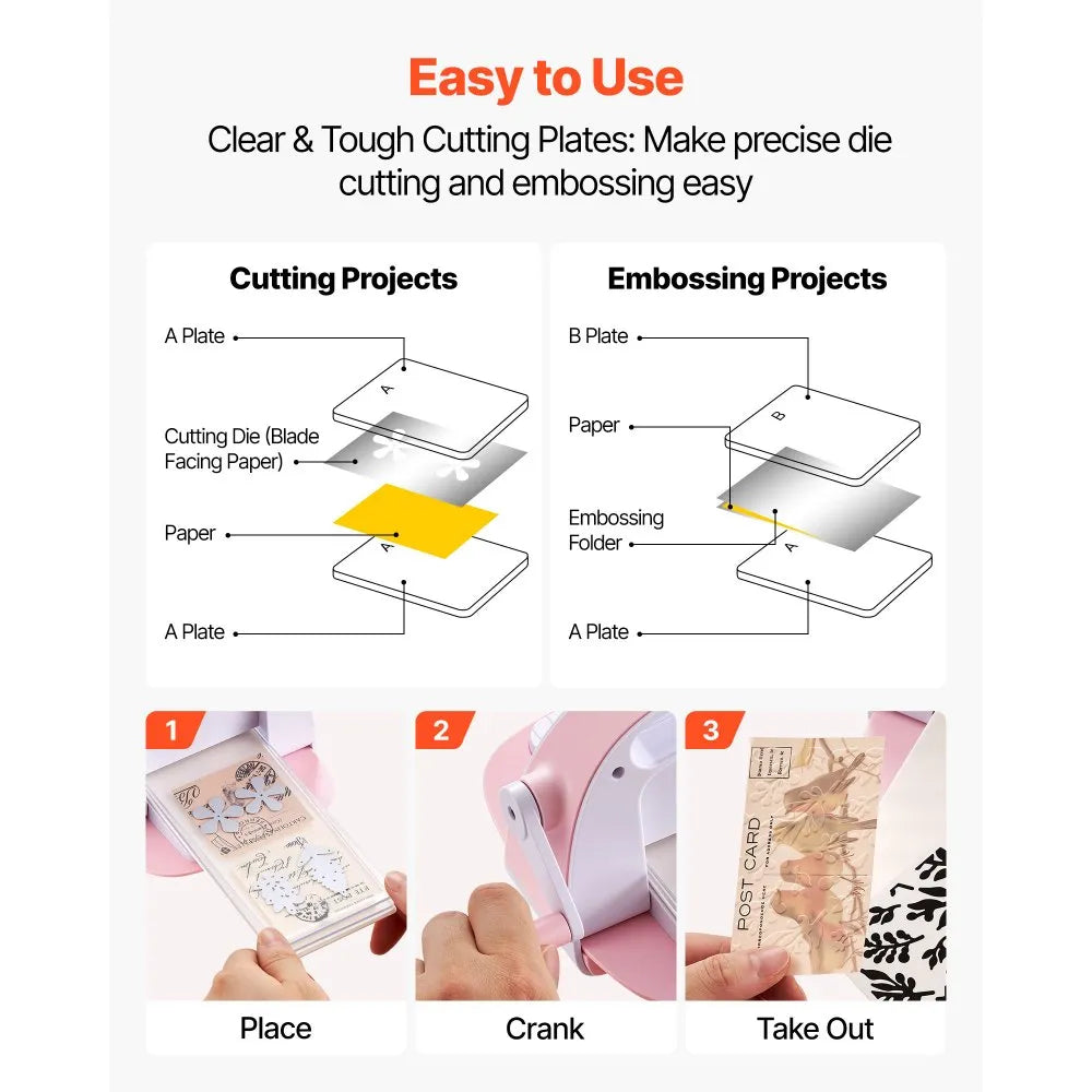 VEVOR Cutting Plates, 6 Pcs, 6.69 x 3.15 x 0.1 in, Clear Polycarbonate Material, Die Cut Pads Compatible with VEVOR Die Cutting and Embossing Machine KM-1830, for Scrapbooking and Card Making