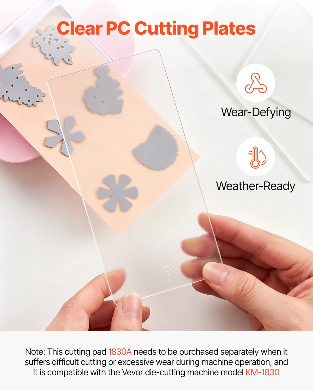 VEVOR Cutting Plates, 6 Pcs, 6.69 x 3.15 x 0.1 in, Clear Polycarbonate Material, Die Cut Pads Compatible with VEVOR Die Cutting and Embossing Machine KM-1830, for Scrapbooking and Card Making