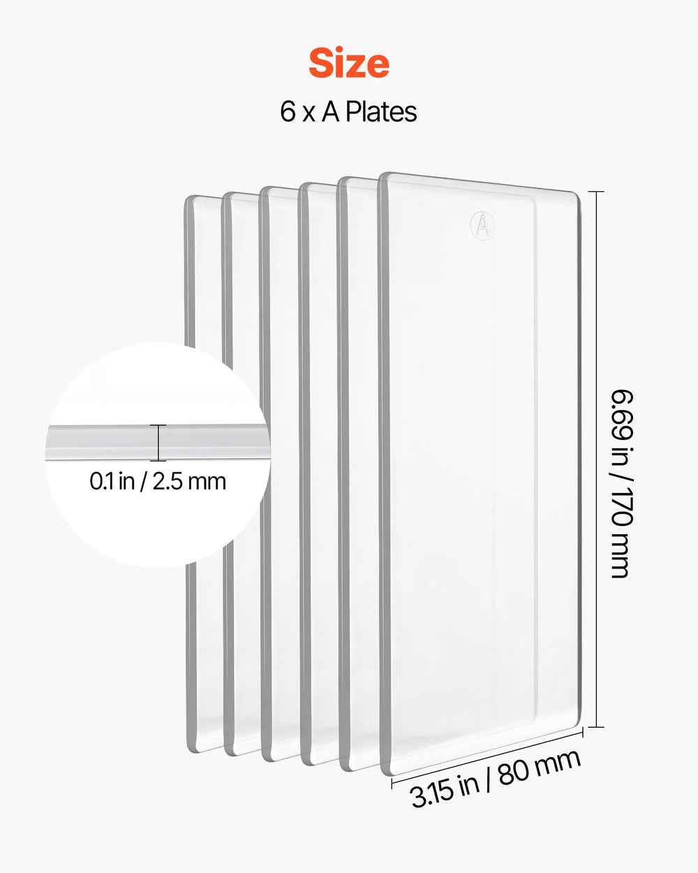 VEVOR Cutting Plates, 6 Pcs, 6.69 x 3.15 x 0.1 in, Clear Polycarbonate Material, Die Cut Pads Compatible with VEVOR Die Cutting and Embossing Machine KM-1830, for Scrapbooking and Card Making