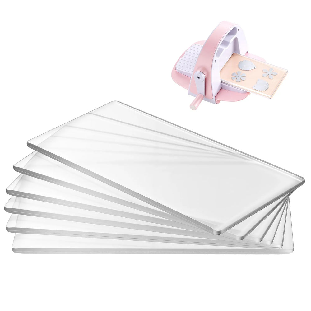 VEVOR Cutting Plates, 6 Pcs, 6.69 x 3.15 x 0.1 in, Clear Polycarbonate Material, Die Cut Pads Compatible with VEVOR Die Cutting and Embossing Machine KM-1830, for Scrapbooking and Card Making