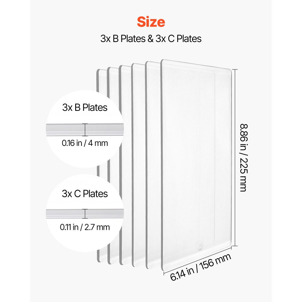 VEVOR Cutting Plates, 6 Pcs, 8.86 x 6.14 in, Clear Polycarbonate Material, Die Cut Pads Compatible with VEVOR Die Cutting and Embossing Machine KM-1860, for Scrapbooking, Card Making, Crafting