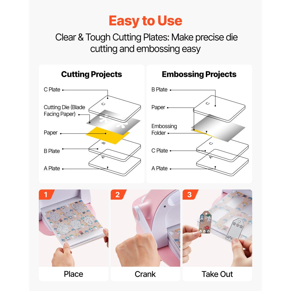 VEVOR Cutting Plates, 6 Pcs, 8.86 x 6.14 in, Clear Polycarbonate Material, Die Cut Pads Compatible with VEVOR Die Cutting and Embossing Machine KM-1860, for Scrapbooking, Card Making, Crafting
