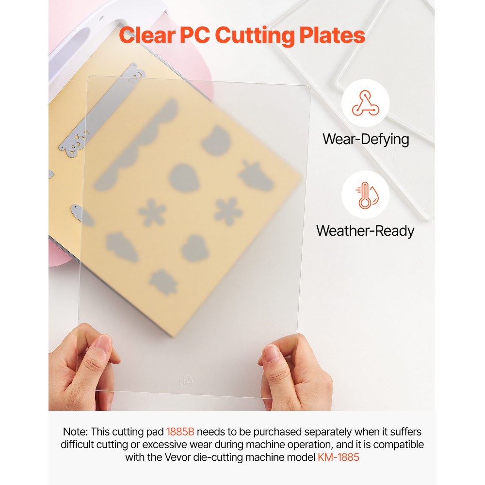 VEVOR Cutting Plates, 6 Pcs, 12.13 x 8.5 x 0.12 in, Clear Polycarbonate Material, Die Cut Pads Compatible with VEVOR Die Cutting and Embossing Machine KM-1885, for Scrapbooking and Card Making