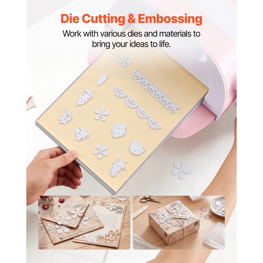 VEVOR Cutting Plates, 6 Pcs, 12.13 x 8.5 x 0.12 in, Clear Polycarbonate Material, Die Cut Pads Compatible with VEVOR Die Cutting and Embossing Machine KM-1885, for Scrapbooking and Card Making