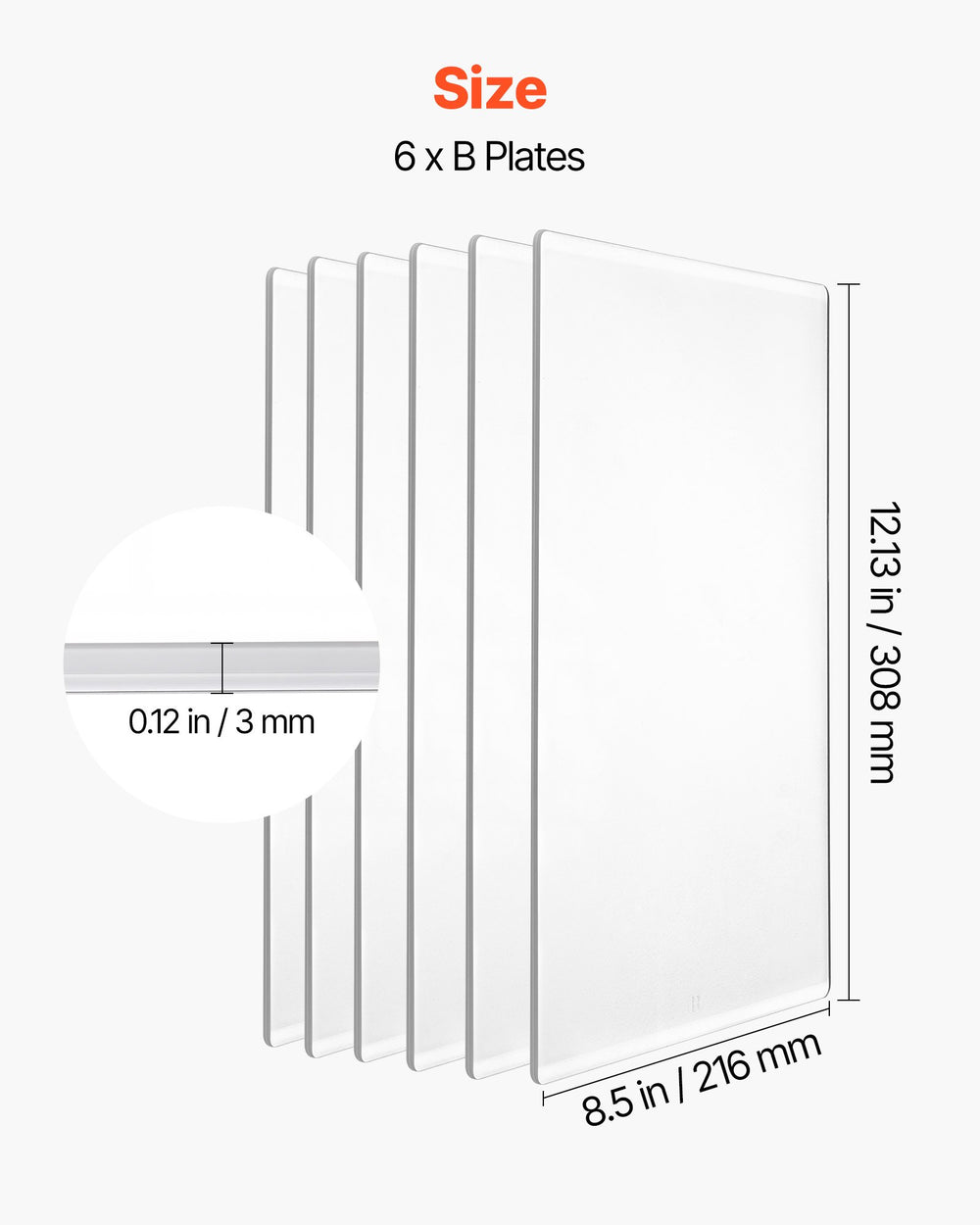 VEVOR Cutting Plates, 6 Pcs, 12.13 x 8.5 x 0.12 in, Clear Polycarbonate Material, Die Cut Pads Compatible with VEVOR Die Cutting and Embossing Machine KM-1885, for Scrapbooking and Card Making