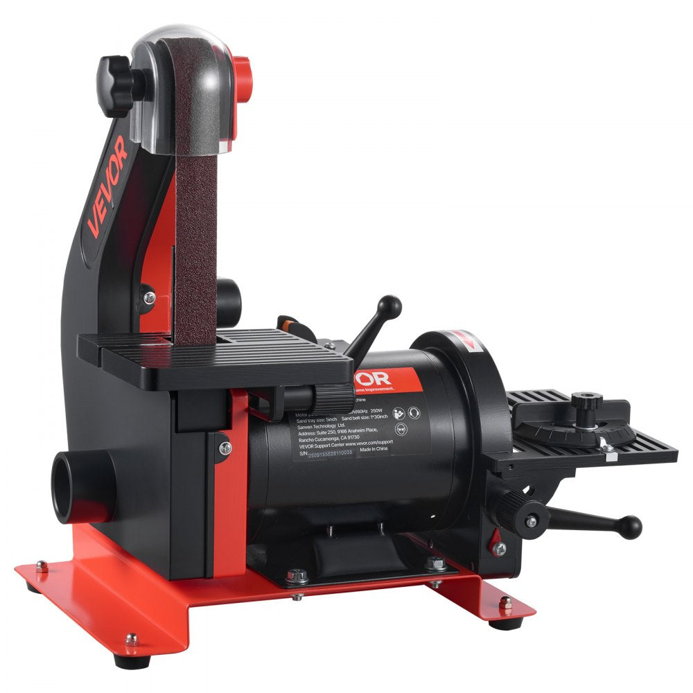 VEVOR 5" Disc Sander & 1" x 30" Belt Sander, 250W Benchtop Belt Disc Sanders Combo with 0 - 45° Adjustable Worktable & Dust Collection Ports for Woodworking, Furniture Refinishing, DIY Crafting
