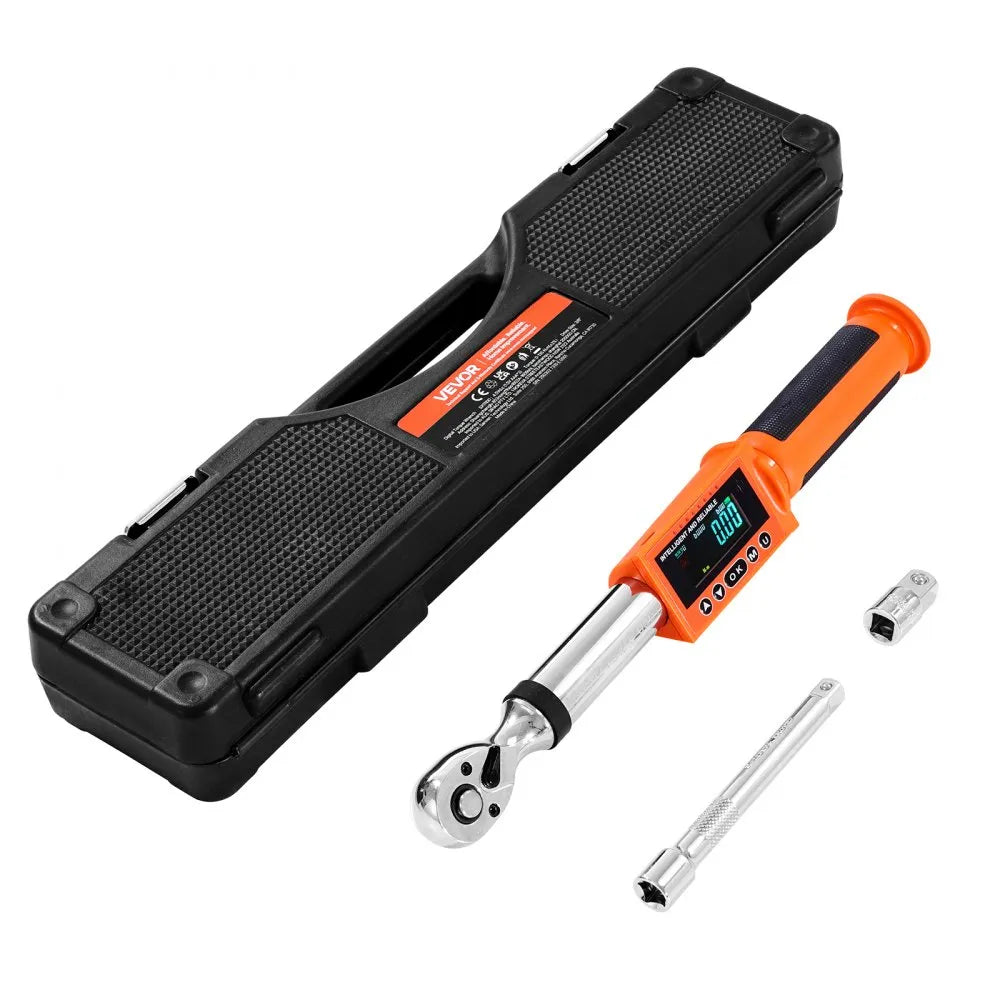 VEVOR Digital Torque Wrench, 3/8 Inch Drive, 0-99.57 lbf-ft / 0-135 N.m, 72-Tooth, ±2% High Accuracy Electronic Torque Wrench with Preset Value, Buzzer and LED Notification, for Automotive Motorcycle