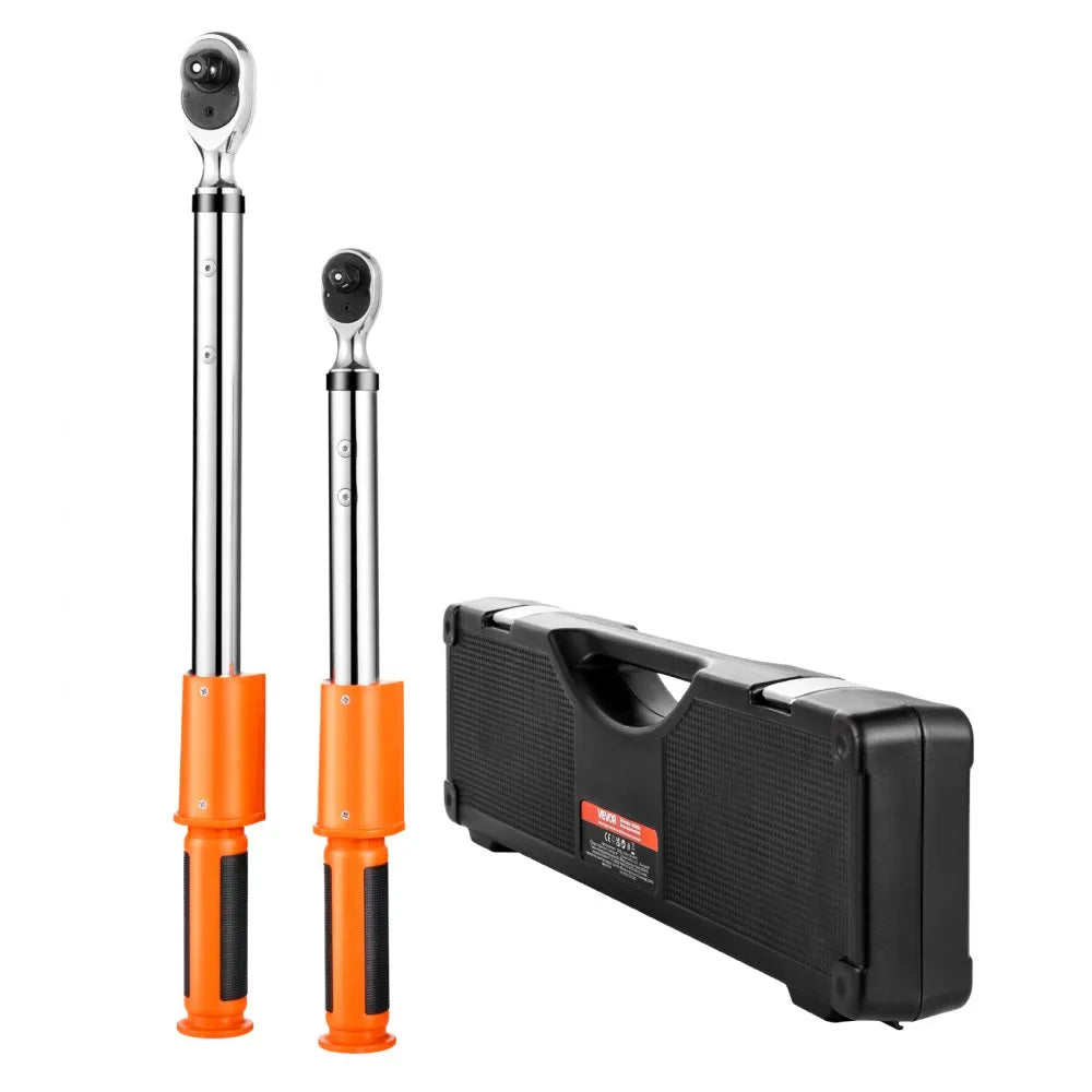 VEVOR Digital Torque Wrench Set, 2 Pieces, 1/2, 3/8 Inch Drive, 72-Tooth, ±2% High Accuracy Electronic Torque Wrench with Preset Value, Buzzer and LED Notification, for Automotive Motorcycle