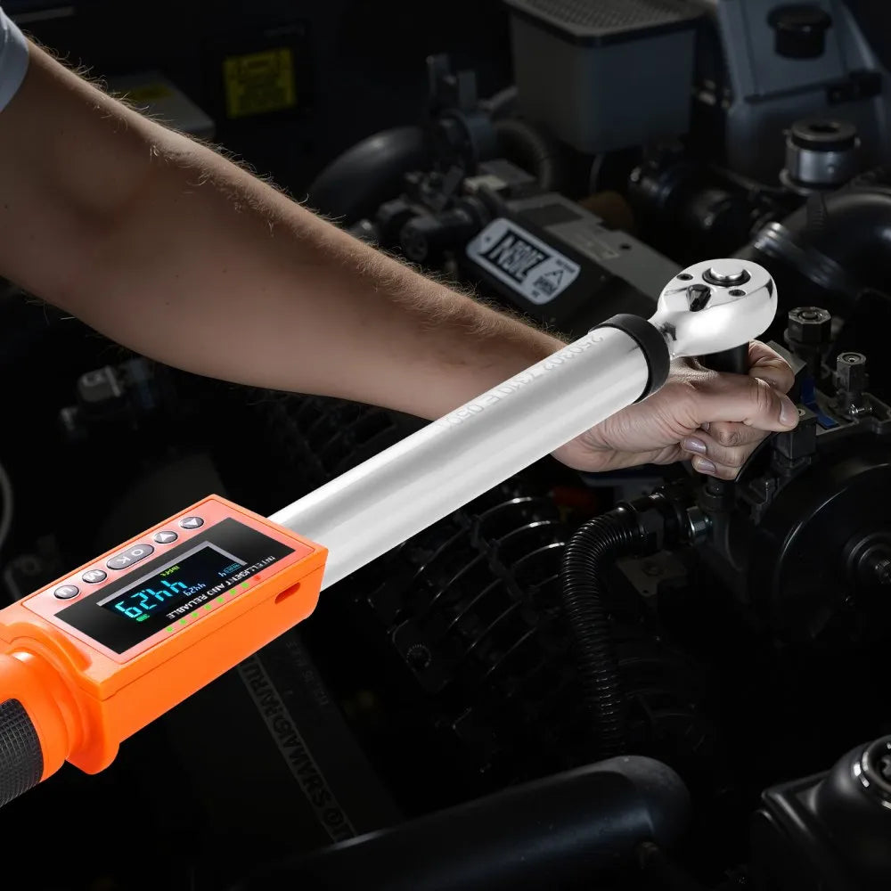 VEVOR Digital Torque Wrench Set, 2 Pieces, 1/2, 3/8 Inch Drive, 72-Tooth, ±2% High Accuracy Electronic Torque Wrench with Preset Value, Buzzer and LED Notification, for Automotive Motorcycle