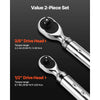 VEVOR Digital Torque Wrench Set, 2 Pieces, 1/2, 3/8 Inch Drive, 72-Tooth, ±2% High Accuracy Electronic Torque Wrench with Preset Value, Buzzer and LED Notification, for Automotive Motorcycle