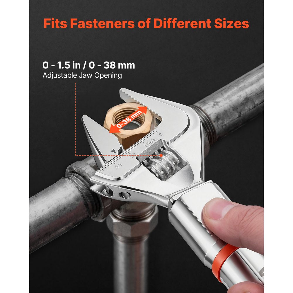 VEVOR Torque Wrench 0-1.5 in Adjustable Jaw Opening Digital Torque Wrench, Open-End Jaw, 4 Display Units, ±2% Accuracy, LCD Screen, with Buzzer and LED Indicator, for Pipe and Automotive Repair