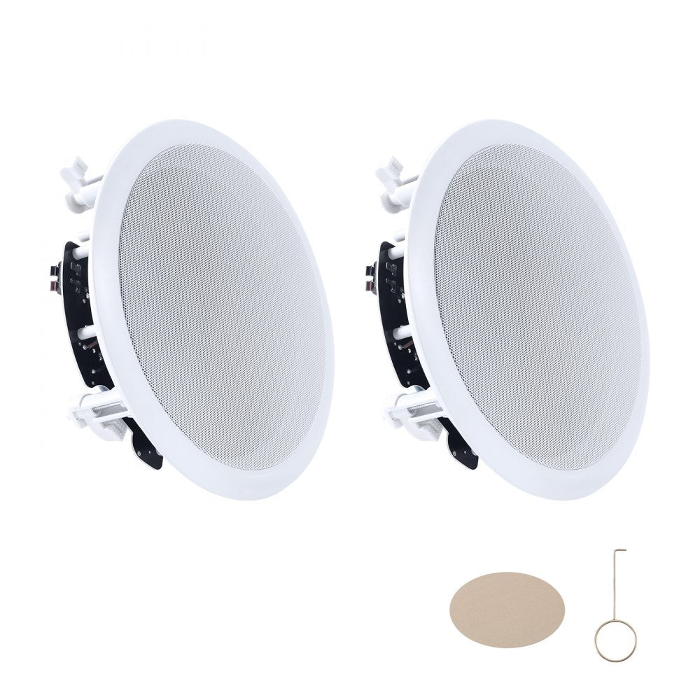VEVOR In Ceiling Speakers, 8", In-Ceiling & In-Wall Speaker System, Hi-Fi Sound, 150W Peak, 2-Way Flush Mount Speakers, for Damp Humid Placement, Home Theater, Living Room, or Covered Patio, 1 Pair