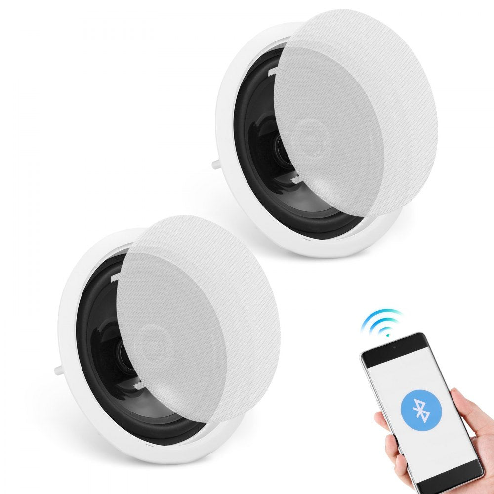 VEVOR 2 PCs 6.5'' Bluetooth in Ceiling Speakers, 150W, Flush Mount Ceiling & in-Wall Speaker System with 8ΩImpedance 89dB Sensitivity, for Home Kitchen Living Room Bedroom or Covered Outdoor Porches