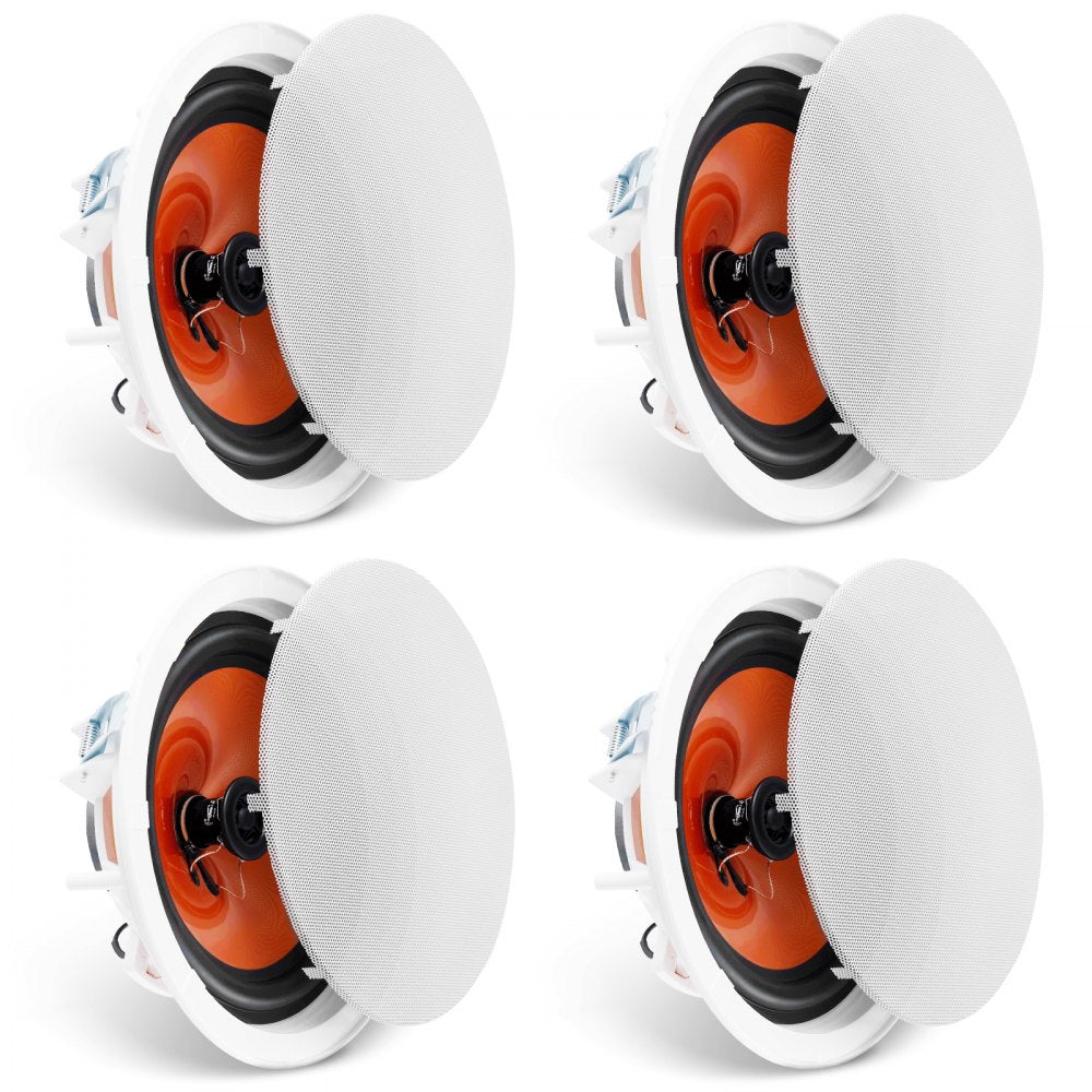 VEVOR 4 PCs 8 Inch in Ceiling Speakers, 100-Watts, Flush Mount Ceiling & in-Wall Speakers System with 8ΩImpedance 89dB Sensitivity, for Home Kitchen Living Room Bedroom or Covered Outdoor Porches