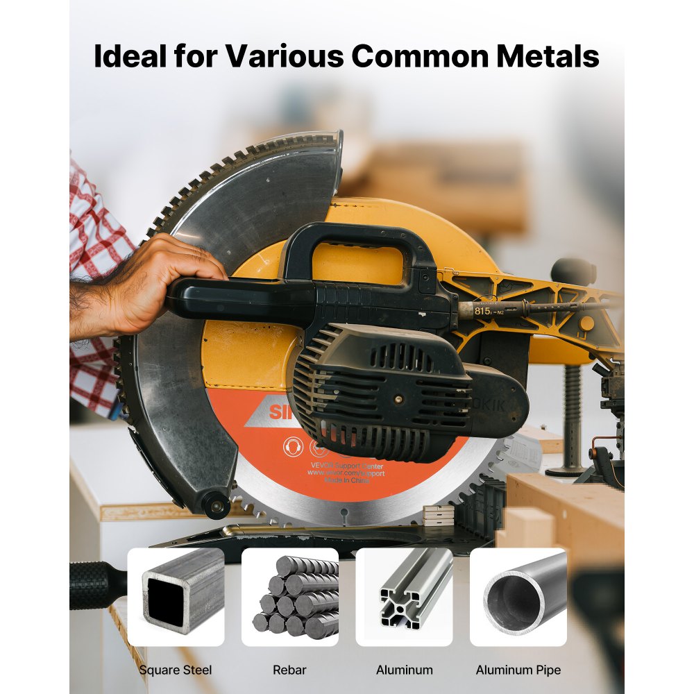 VEVOR Circular Saw Blade, 10 inch Diameter, 80 Sharp Alloy Teeth, 5/8 inch Arbor, Fine Finish, Aluminum Cutting Blade for Circular Saw, with Noise-Reducing Heat Vents, for Cutting Steel and Metal