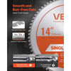 VEVOR Circular Saw Blade, 14 inch Diameter, 72 Sharp Alloy Teeth, 1 inch Arbor, Fine Finish, Metal Cutting Blade for Circular Saw, with Noise-Reducing Heat Vents, for Cutting Steel and Aluminum