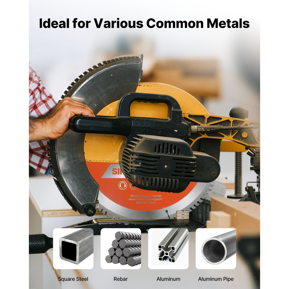 VEVOR Circular Saw Blade, 14 inch Diameter, 66 Sharp Alloy Teeth, 1 inch Arbor, Fine Finish, Metal Cutting Blade for Circular Saw, with Noise-Reducing Heat Vents, for Cutting Steel and Aluminum
