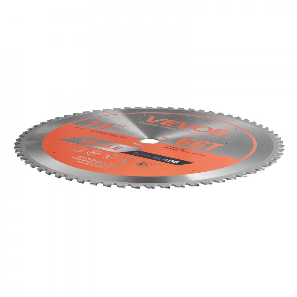 VEVOR Circular Saw Blade, 14 inch Diameter, 66 Sharp Alloy Teeth, 1 inch Arbor, Fine Finish, Metal Cutting Blade for Circular Saw, with Noise-Reducing Heat Vents, for Cutting Steel and Aluminum