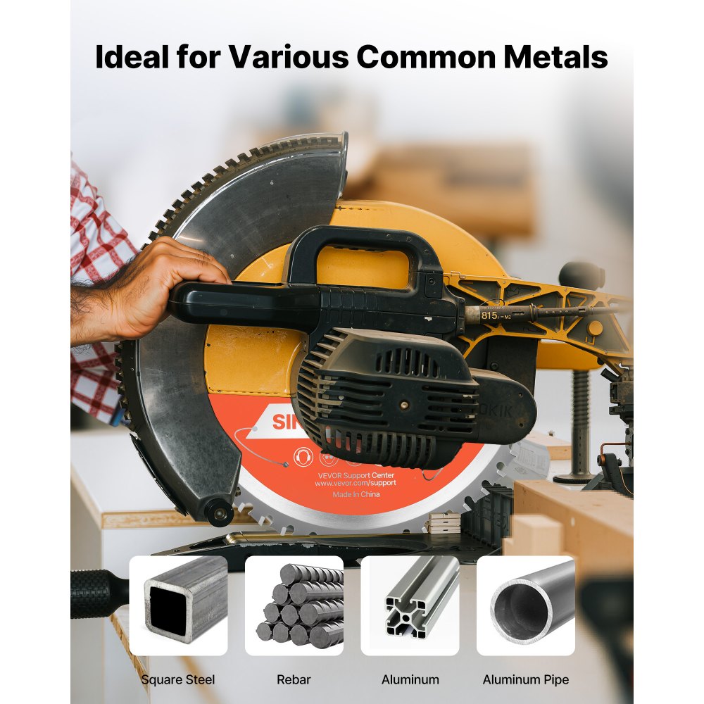 VEVOR Circular Saw Blade, 7-1/4 inch Diameter, 48 Sharp Alloy Teeth, 5/8 inch Arbor, Fine Finish, Metal Cutting Blade for Circular Saw, with Noise-Reducing Heat Vents, for Cutting Steel and Aluminum