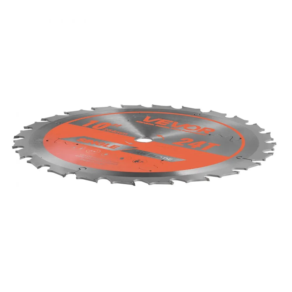 VEVOR Circular Saw Blade, 10 inch Diameter, 24 Sharp Alloy Teeth, 5/8 inch Arbor, Fine Finish, Wood Cutting Blade for Circular Saw, with Noise-Reducing Heat Vents, for Cutting Plywood, OSB, Hardwood