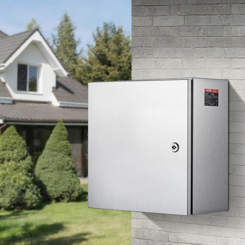 VEVOR NEMA Stainless Steel Enclosure, 12 x 12 x 8\'\' NEMA 4X Steel Electrical Box, IP66 Waterproof & Dustproof, Outdoor/Indoor Electrical Junction Box, with Mounting Plate