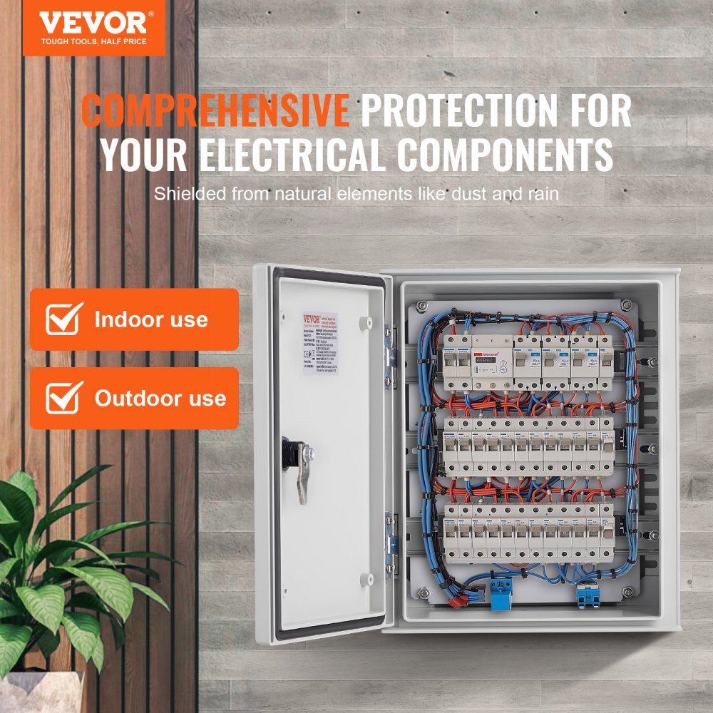 VEVOR NEMA Electric Box, 12x10x6'' NEMA 4X Fiberglass Electric Enclosure, IP66 Water & Dust Resistant, Suitable for Both Outdoor & Indoor Use, Includes Mounting Plate (30x25x14 cm)
