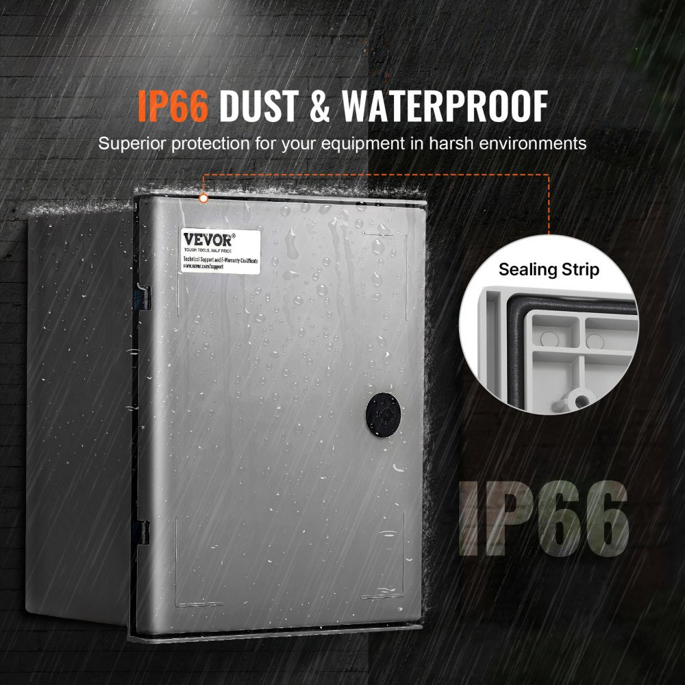 VEVOR NEMA Electric Box, 12x10x6'' NEMA 4X Fiberglass Electric Enclosure, IP66 Water & Dust Resistant, Suitable for Both Outdoor & Indoor Use, Includes Mounting Plate (30x25x14 cm)