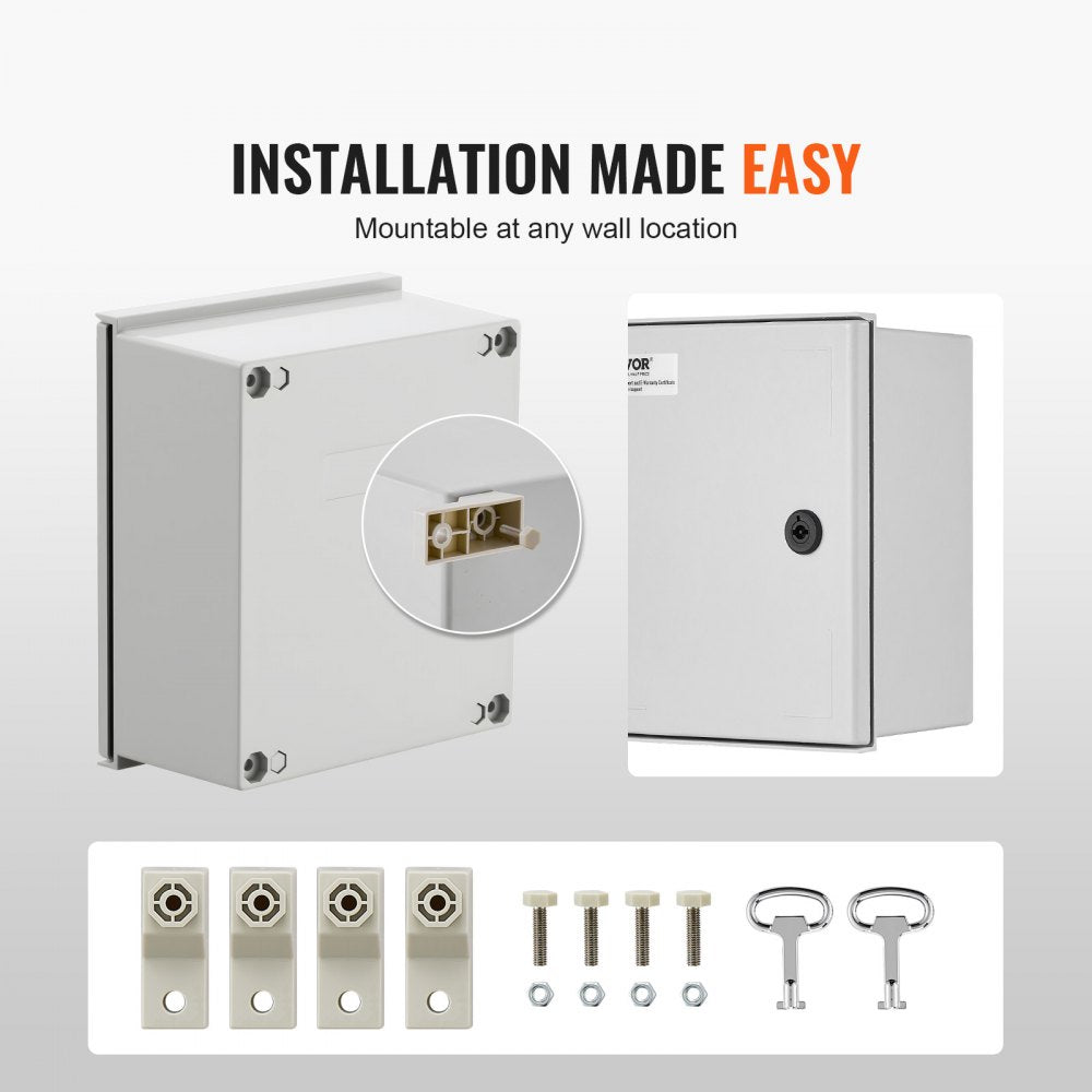 VEVOR NEMA Electric Box, 12x10x6'' NEMA 4X Fiberglass Electric Enclosure, IP66 Water & Dust Resistant, Suitable for Both Outdoor & Indoor Use, Includes Mounting Plate (30x25x14 cm)