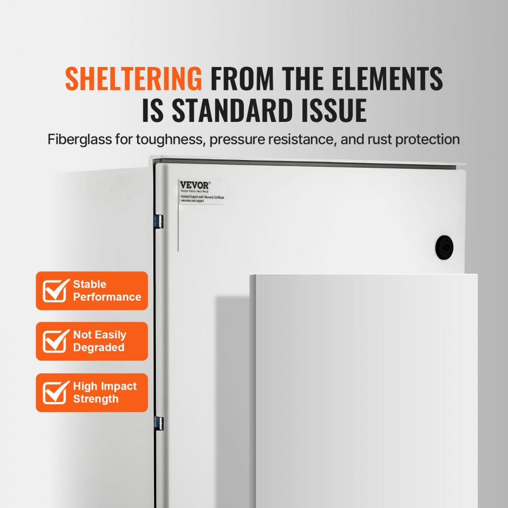 VEVOR NEMA Steel Case, 24x20x9'' NEMA 4X Fiberglass Electric Enclosure, IP66 Water & Dust Resistant, Suitable for Both Outdoor & Indoor Use, Includes Mounting Plate (60x50x23 cm)