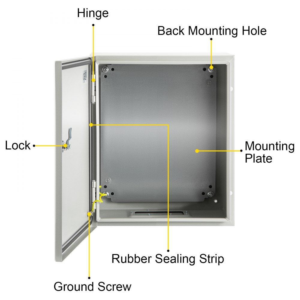 VEVOR NEMA Metal Case, 10 x 8 x 6'' NEMA 4X Metal Electric Enclosure, IP66 Water & Dust Resistant, Suitable for Both Outdoor & Indoor Use, Includes Mounting Plate