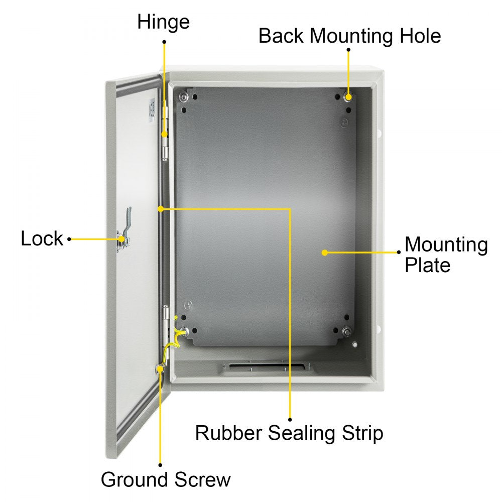 VEVOR NEMA Steel Enclosure 12×8×6,NEMA 4X Steel Electrical Box,IP66 Waterproof & Dustproof,Outdoor/Indoor Electrical Junction Box,with Mounting Plate