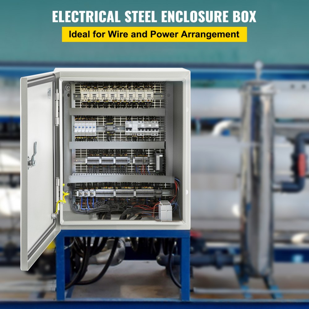 VEVOR NEMA Steel Enclosure, 12 x 10 x 6\'\' NEMA 4X Steel Electrical Box, IP66 Waterproof & Dustproof, Outdoor/Indoor Electrical Junction Box, with Mounting Plate