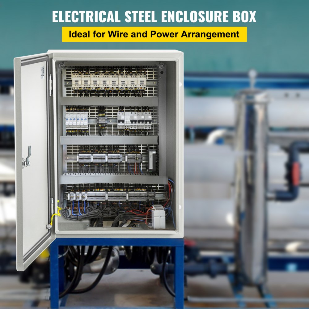 VEVOR NEMA Steel Case, Dimensions 16x12x8 inches, NEMA 4X Steel Electric Enclosure, IP66 Rated for Water and Dust Resistance, Suitable for Both Outdoor and Indoor Use, Includes Mounting Plate