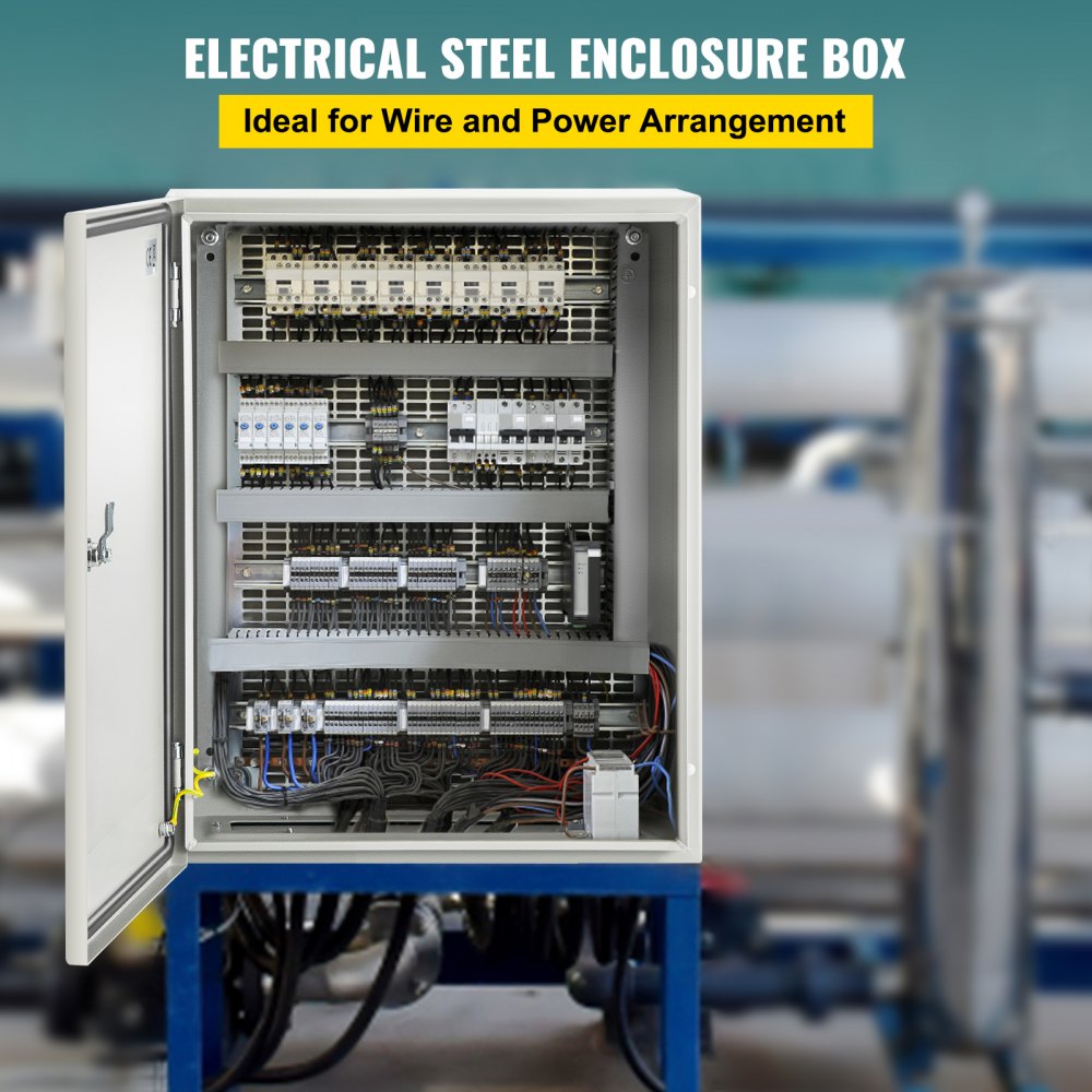 VEVOR NEMA Steel Case, 20x16x8'' NEMA 4X Metal Electric Enclosure, IP66 Water & Dust Resistant, Suitable for Both Outdoor & Indoor Use, Includes Mounting Plate
