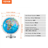 VEVOR Rotating World Globe with Stand, 13 in/330.2 mm, Educational Geographic Globe with Precise Time Zone ABS Material, 720° Spinning Globe for Kids Children Learning Classroom Geography Education