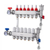 VEVOR 6-Branch Radiant Heat Manifold, 1/2" PEX Tubing Manifold, Stainless Steel PEX Manifold for Hydronic Radiant Floor Heating, Radiant Heat PEX Manifold Kit with 1/2" Adapters Included
