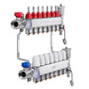 VEVOR 7-Branch Radiant Heat Manifold, 1/2" PEX Tubing Manifold, Stainless Steel PEX Manifold for Hydronic Radiant Floor Heating, Radiant Heat PEX Manifold Kit with 1/2" Adapters Included