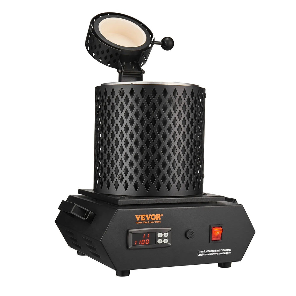 VEVOR Gold Melting Furnace, 1350W, 2102 ℉, PID Digital Electric Melting Furnace with 1 kg and 3 kg Ceramic Crucibles, Insulated Gloves, Crucible Tongs and Tray, for Gold, Silver, Aluminum, Copper