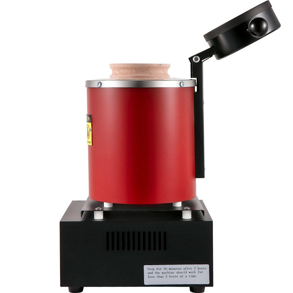 VEVOR Gold Melting Furnace, 1350W, 2102 ℉ Max Temperature, 3 kg Digital Electric Melting Furnace, with 1 kg and 3 kg Ceramic Crucible and Ingot Die for Processing of Gold, Silver, Aluminum, Copper