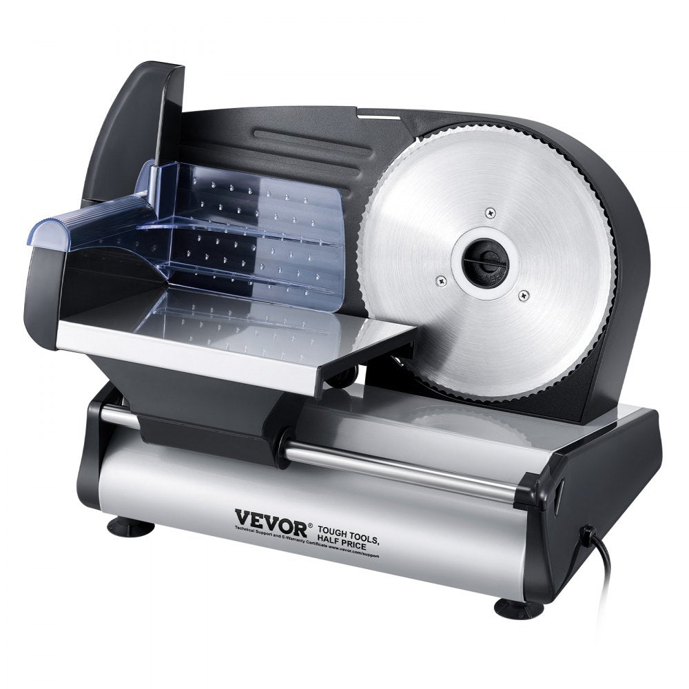 VEVOR Meat Slicer, 7.5 inch Electric Deli Food Slicer, 180W Meat Cutter with two Premium SUS420 Blades, 0-0.6 inch Adjustable Thickness, Food Slicer Machine for Meat, Hard Bread and Cheese, Home Use