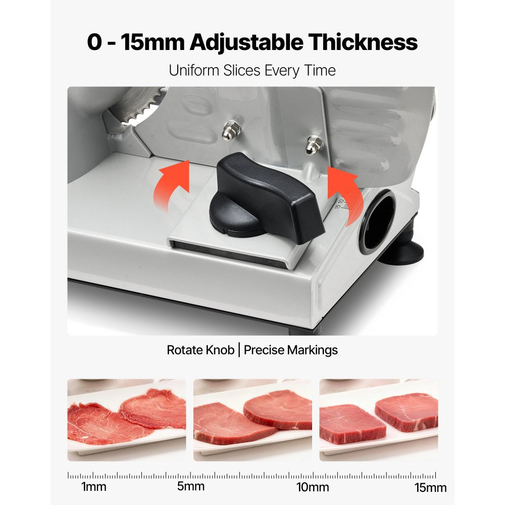 VEVOR Meat Slicer, 6.7 inch 150W Electric Deli Slicer Machine with two SUS420 Blades,  0-0.6 inch Adjustable Thickness, ETL Certified Home Food-Slicer for Meat, Ham, Baguett, Steak