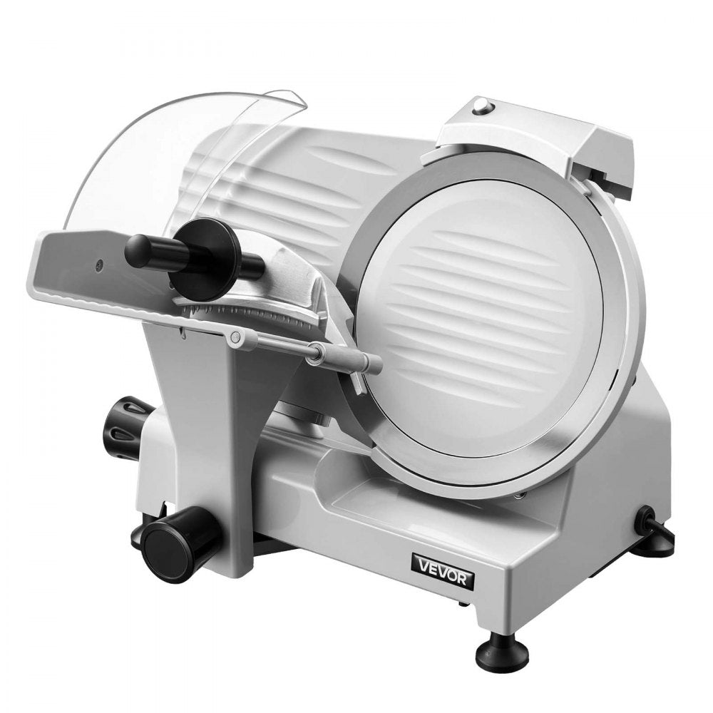 VEVOR Commercial Meat Slicer, 300W Electric Cutter, Removable 10" Carbon Steel Blade and Food Tray, 0-0.47" Adjustable Thickness Food Slicer Machine,for Frozen Meat, Ham, Baguett, Steak, ETL Approved