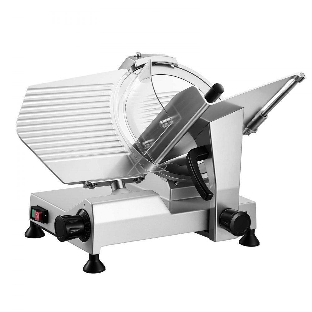 VEVOR Commercial Meat Slicer, 400W Electric Cutter, Removable 12" Carbon Steel Blade and Food Tray, 0-0.59" Adjustable Thickness Food Slicer Machine, for Frozen Meat, Ham, Baguett, Steak, ETL Approved