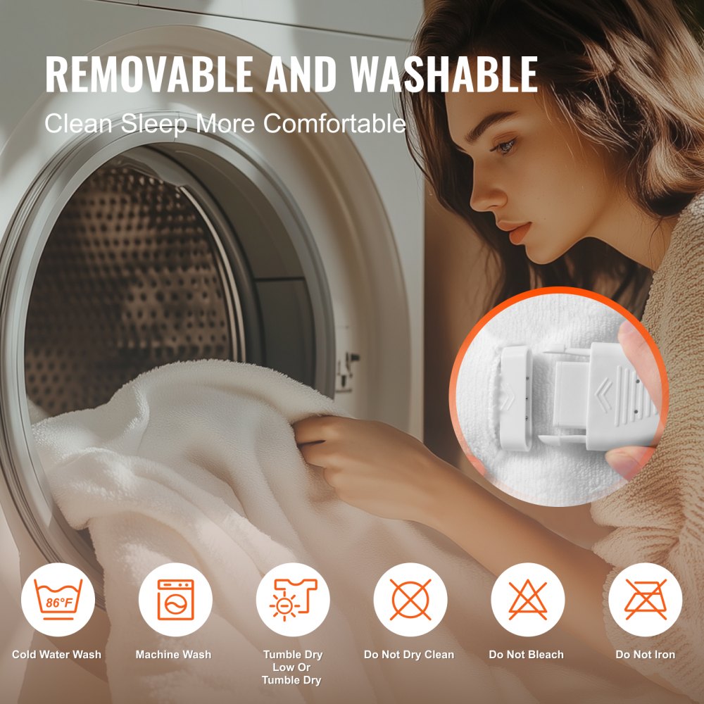 VEVOR Heated Mattress Pad, 39 x 75 in, Electric Bed Warmer with 1-5 Heat Settings Control, 10-Hour Auto Shut Off, Machine-Wash Breathable Coral Fleece Heating Electric Mattress Sheets, White