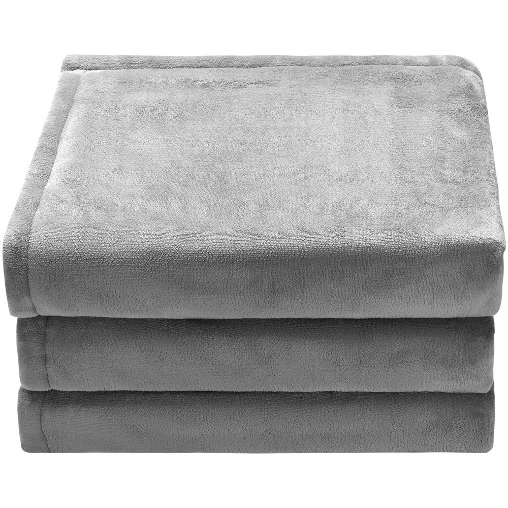 VEVOR Heated Blanket Electric Throw, 72" x 84" Full Size, Soft Flannel Heating Blanket with 10 Hours Timer Auto-off & 5 Heating Levels for Couch Sofa, Machine Washable, ETL & FCC Certification (Grey)