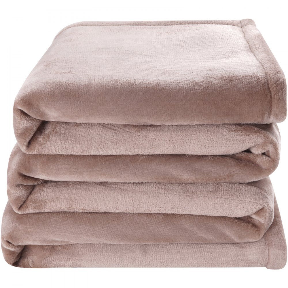 VEVOR Heated Blanket Electric Throw, 84" x 90" Queen Size, Soft Flannel Heating Blanket with 10 Hours Timer Auto-off & 5 Heating Levels, Dual Control, Machine Washable, ETL & FCC Certification (Beige)