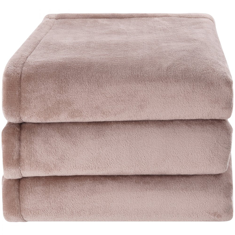 VEVOR Heated Blanket Electric Throw, 84" x 90" Queen Size, Soft Flannel Heating Blanket with 10 Hours Timer Auto-off & 5 Heating Levels, Dual Control, Machine Washable, ETL & FCC Certification (Beige)