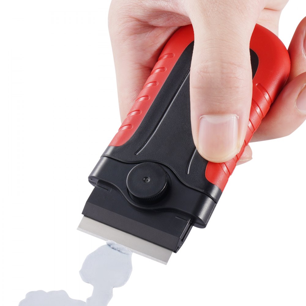 VEVOR Razor Blade Scraper, 15 Extra Blades, Locking Scraper Tool with Security Cap, Carbon Steel and POM Blades, for Cleaning Labels, Stickers, Decals, Paint from Glass Window Stovetop Cooktop Oven