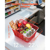VEVOR Shopping Baskets, 12 PCS, 22L Stackable Metal Grocery Baskets with Handles, Dense Mesh Structure, Holds up to 44 lbs, Portable for Grocery, Retail, Stores, Supermarket, Bookstore, Home Use, Red